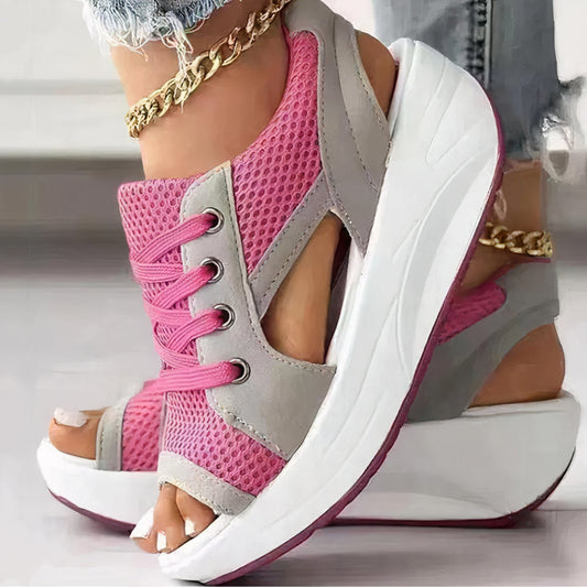 Sportiga slingbacks med snörning och öppen tå – Dalina