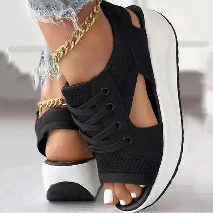 Sportiga slingbacks med snörning och öppen tå – Dalina