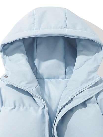 Blaue Kapuzenjacke, klassisches Design, warm, Wintermode, Damenbekleidung, Emerson.