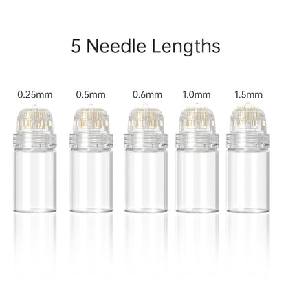 5 transparente Microneedling-Aufsätze, verschiedene Nadelgrößen, Hautpflege, 0,25-1,5 mm.
