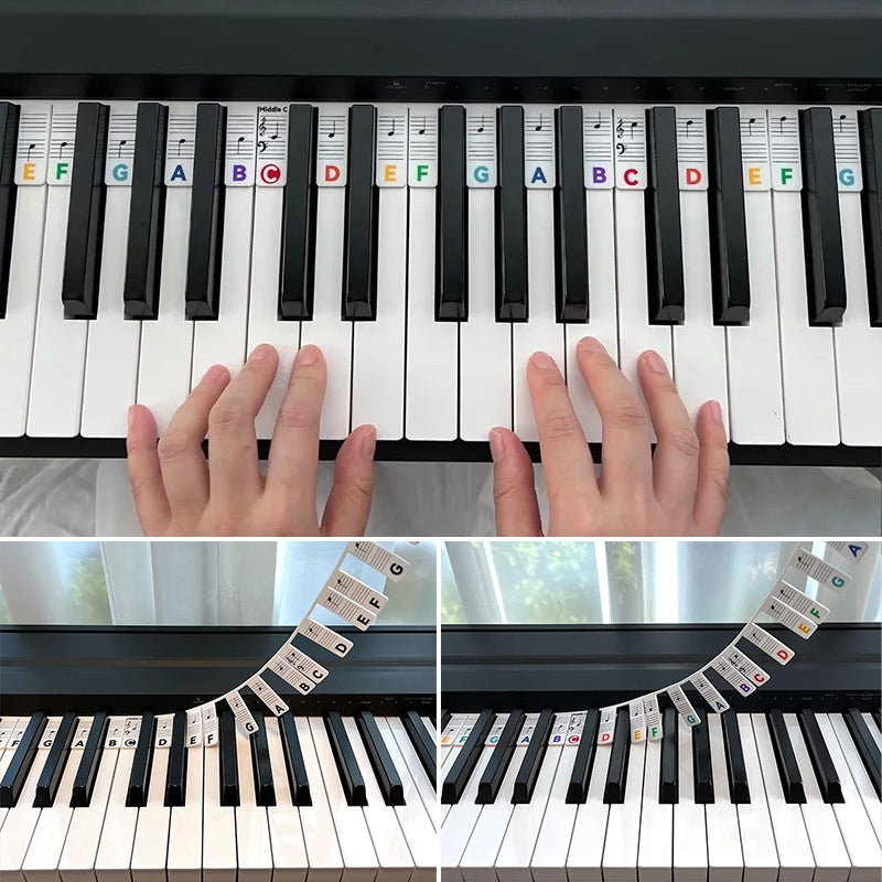 Avtagbara notetiketter i silikon för 88-tangenters pianon och keyboards