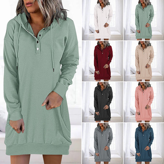 Höstig minimalistisk lång hoodie för dam – Valeria