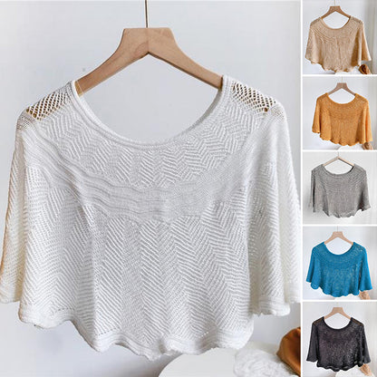 Damhalsduk i is-silke med stickad kant och UV-skydd – Amira