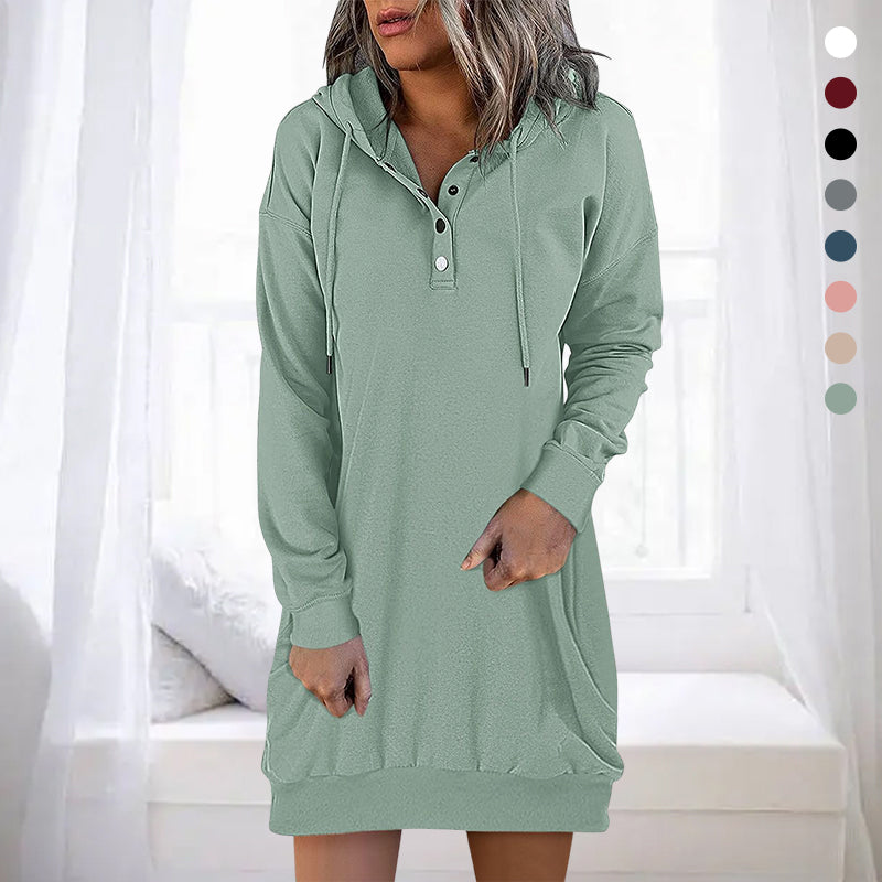Höstig minimalistisk lång hoodie för dam – Valeria