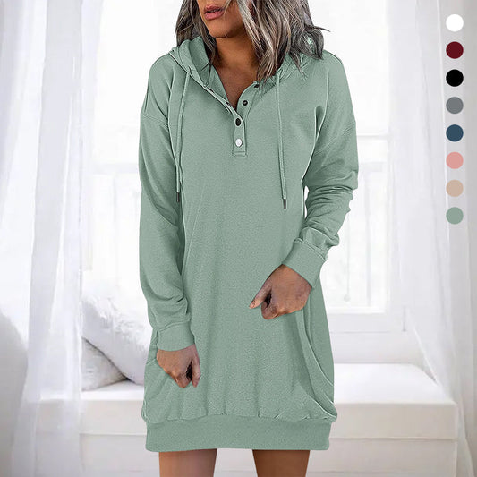 Höstig minimalistisk lång hoodie för dam – Valeria