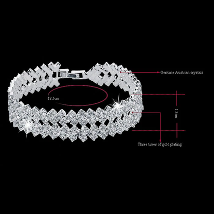 Luxuriöses Armband mit echten österreichischen Kristallen, dreifach vergoldet, 18,5 cm.