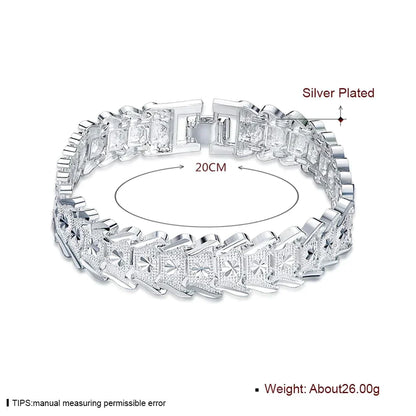 Silberplattiertes Armband, 20 cm, geometrisches Design, Schmuck für Damen, modisch.