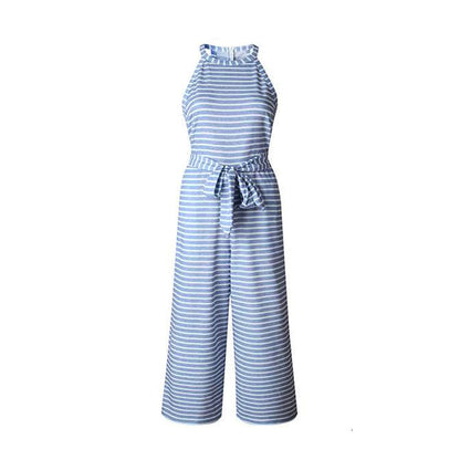 Luftig och stilfull dam jumpsuit med midjebälte och ränder – Nayla