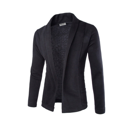Schwarzer Herren-Casual-Cardigan, langärmelig, modisch, hochwertig, einfarbig.