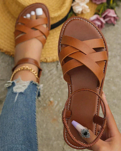 Flat Sandal With Crossover Straps - Madeline