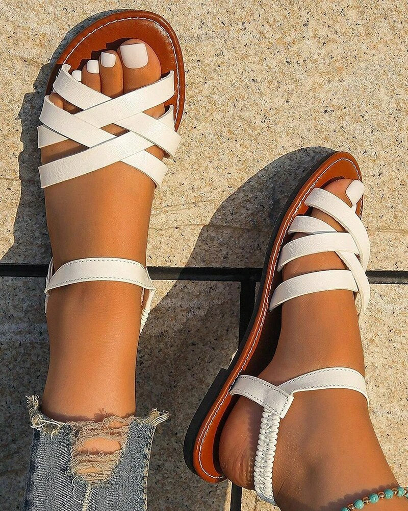 Flat Sandal With Crossover Straps - Madeline