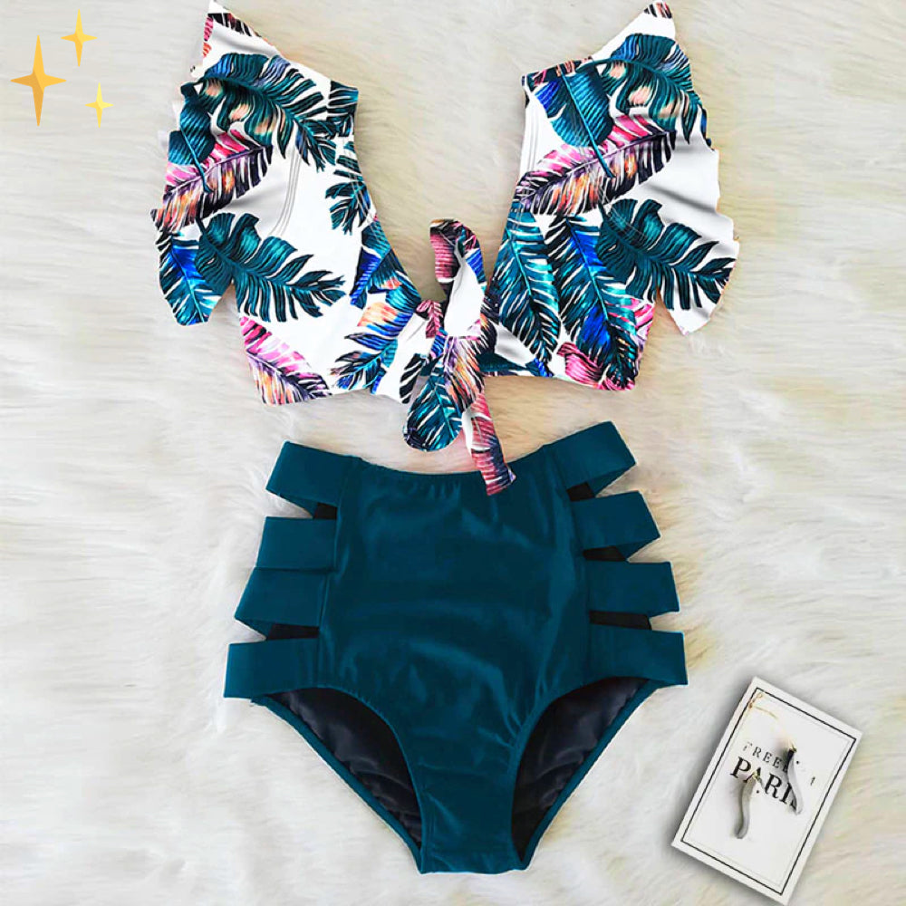 Bikiniset med volangtopp och högmidjade byxor – Zaya