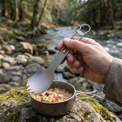 Foldable Titanium Spork Utensil -  Campork