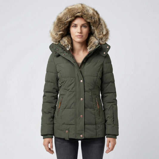Gevoerde Winterjas Met Bontcapuchon - Sheryl