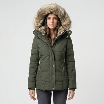 Gevoerde Winterjas Met Bontcapuchon - Sheryl