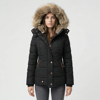 Gevoerde Winterjas Met Bontcapuchon - Sheryl