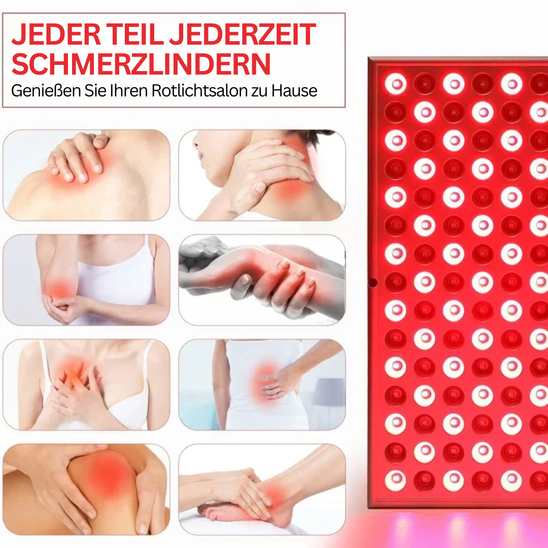 Rotlichttherapiegerät zur Schmerzlinderung, LED-Panels, Heimgebrauch, Muskelentspannung.