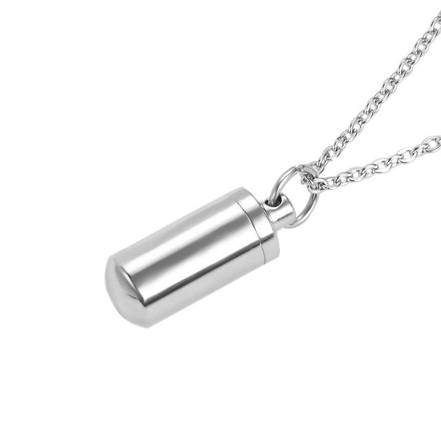 Silberner Edelstahl-Zylinder-Anhänger für Asche, Gedenkschmuck, Halskette.