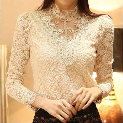 Damblus med höstlig broderad spets – Elisabeth