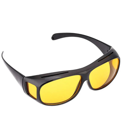 Schwarze Nachtsichtbrille mit gelben Gläsern, UV-Schutz, für Autofahren und Outdoor-Aktivitäten.