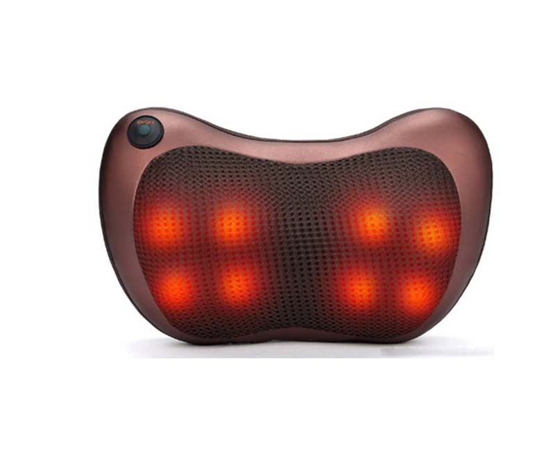 Massagekissen elektrisch, braun, mit Infrarotwärme, ergonomisch, für Nacken und Rücken.