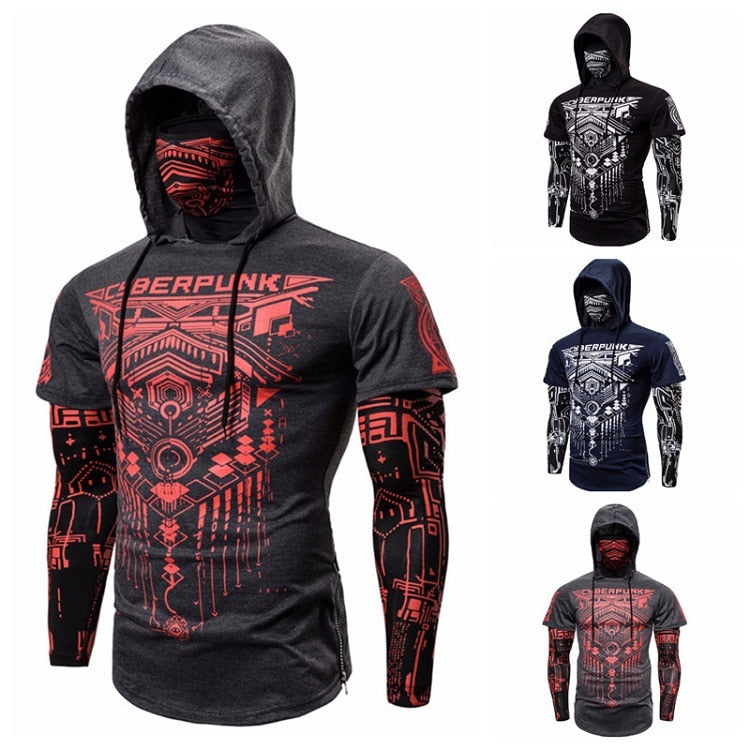 Hoodie för herr med integrerad dödskallemask – Höstupplaga ShadowX