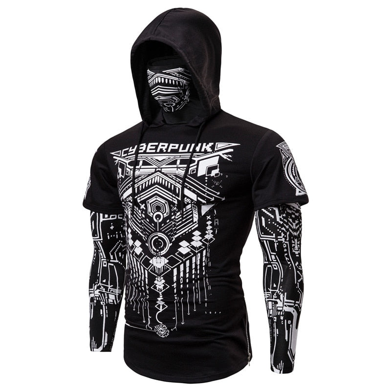 Hoodie för herr med integrerad dödskallemask – Höstupplaga ShadowX