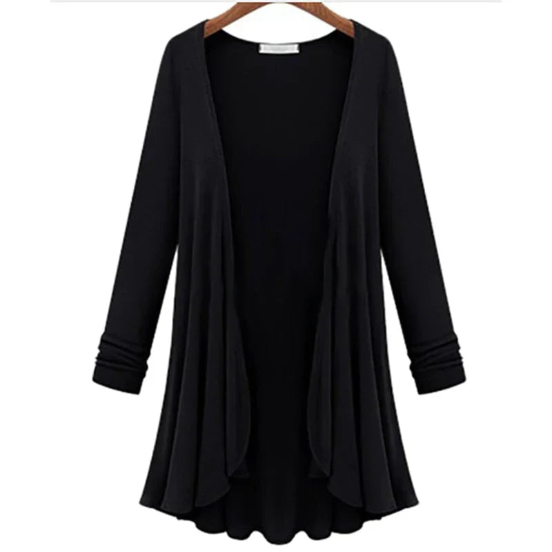 Stickad cardigan för damer med volanger – Chiara höstmagi
