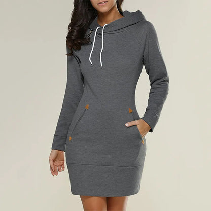Höstlig hoodie sweatkjol med fickor - Isabella