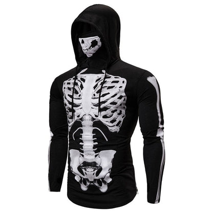 Hoodie för herr med integrerad dödskallemask – Höstupplaga ShadowX