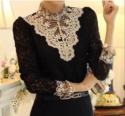 Damblus med höstlig broderad spets – Elisabeth