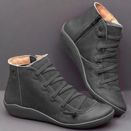 Schwarze Leder-Sneaker mit Reißverschluss, Damen, bequem, modisch, Freizeit, Herbstschuhe.