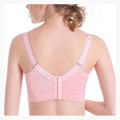 Rosa Damen-BH, Rückenansicht, verstellbare Träger, Hakenverschluss, bequem, stützend.