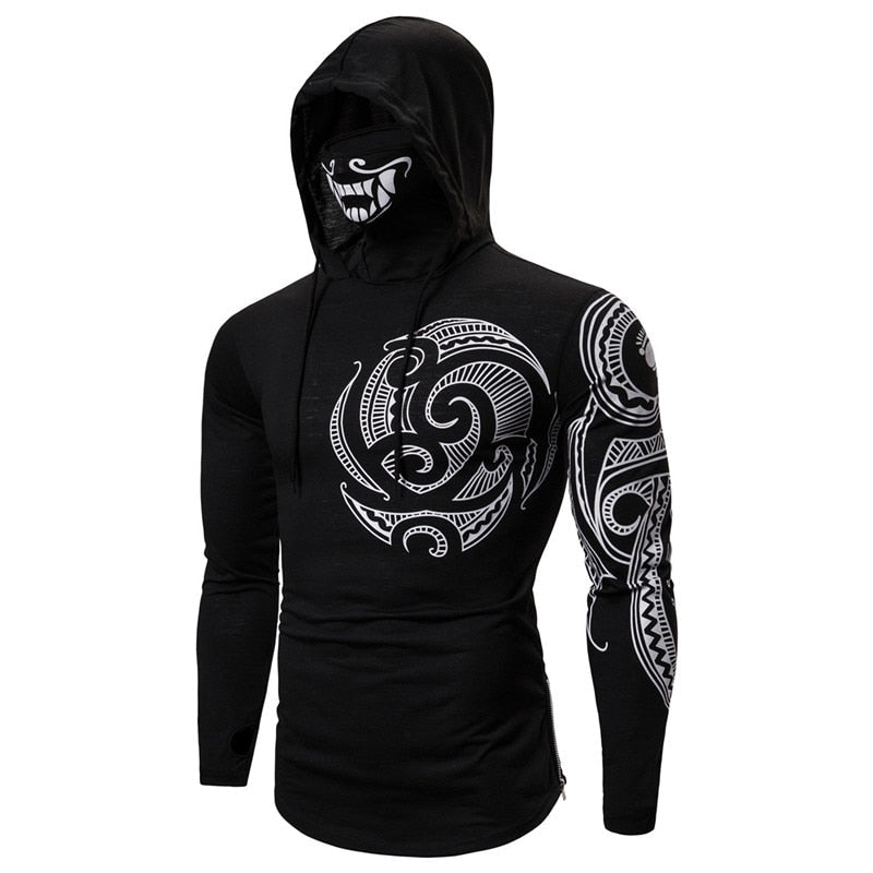 Hoodie för herr med integrerad dödskallemask – Höstupplaga ShadowX