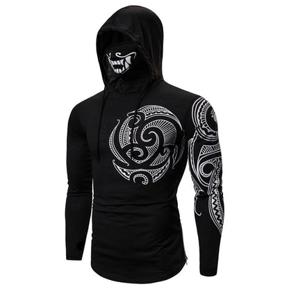 Hoodie för herr med integrerad dödskallemask – Höstupplaga ShadowX