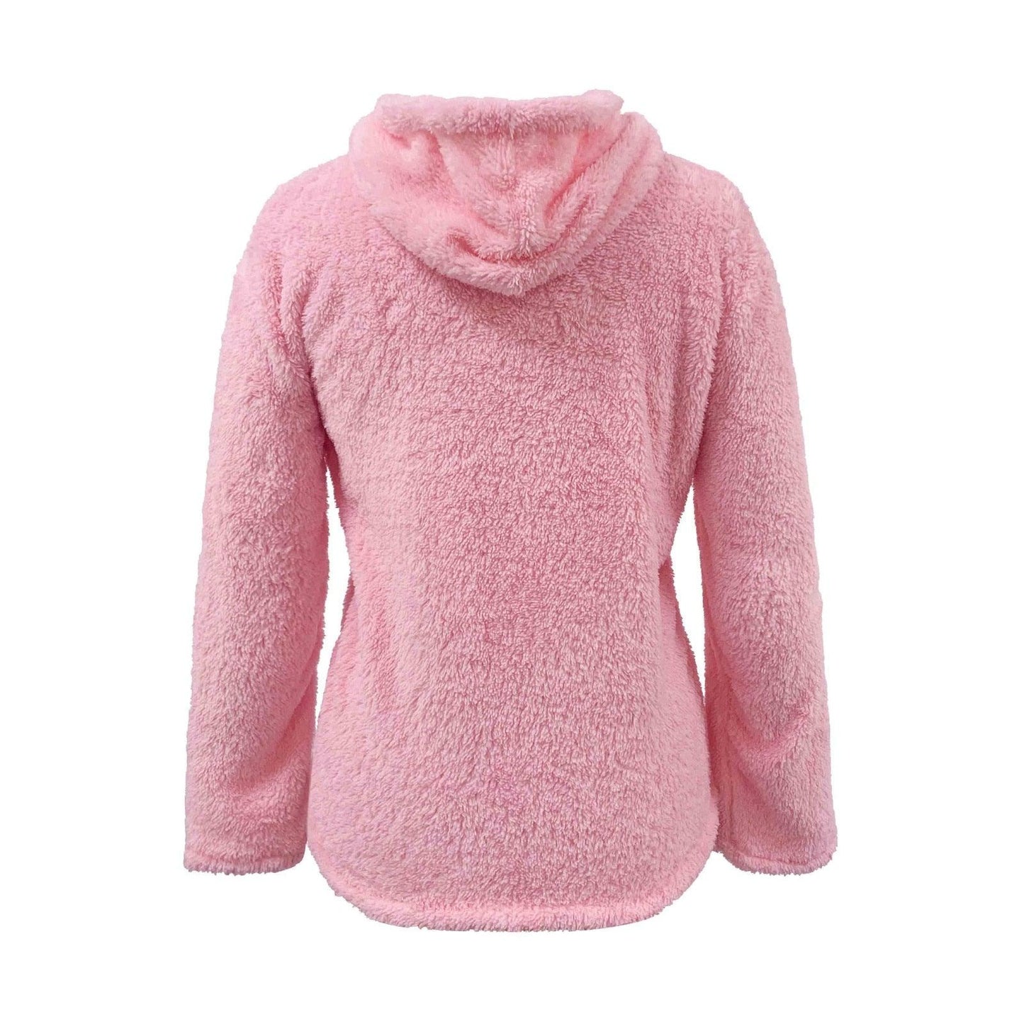 Rosa Damen-Fleecejacke mit Kapuze, weiches Material, warm, modisch, Winterbekleidung.