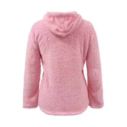 Rosa Damen-Fleecejacke mit Kapuze, weiches Material, warm, modisch, Winterbekleidung.