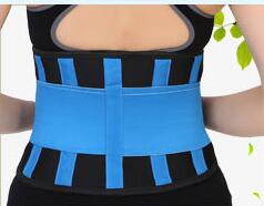 Schwarzer und blauer Taillentrainer, Fitness, Neopren, Rückenstütze, Abnehmen, Unisex.