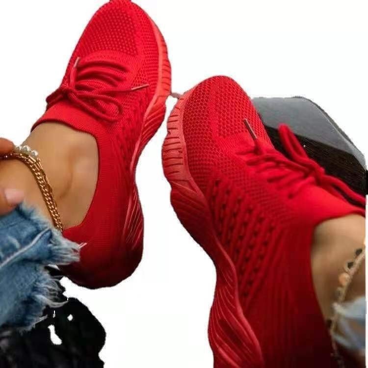 Rote Sportschuhe, atmungsaktiv, Mesh-Material, modisch, für Damen und Herren, Freizeit-Laufschuhe.