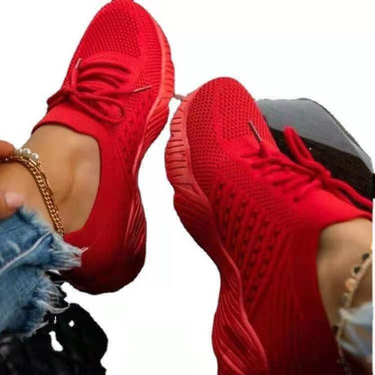 Rote Sportschuhe, atmungsaktiv, Mesh-Material, modisch, für Damen und Herren, Freizeit-Laufschuhe.