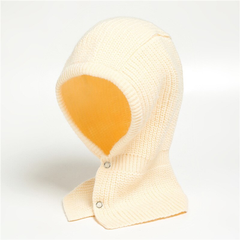 Beige gestrickte Balaklava Mütze, warm, weich, Winteraccessoire, Unisex, modisch.
