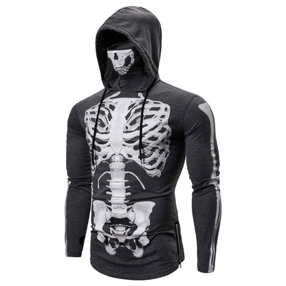 Hoodie för herr med integrerad dödskallemask – Höstupplaga ShadowX