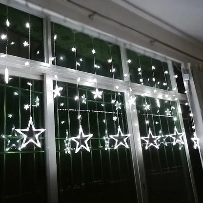 Stern-Lichterkette am Fenster, LED, warmweiß, Weihnachtsdekoration, Innenbeleuchtung.