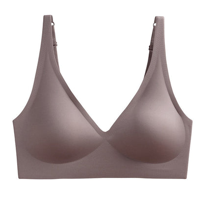 Nahtloser Damen-BH, hautfarben, V-Ausschnitt, verstellbare Träger, bequem, Unterwäsche.