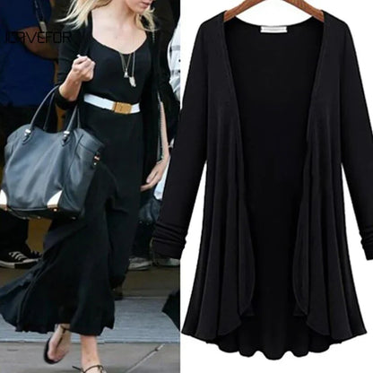 Stickad cardigan för damer med volanger – Chiara höstmagi