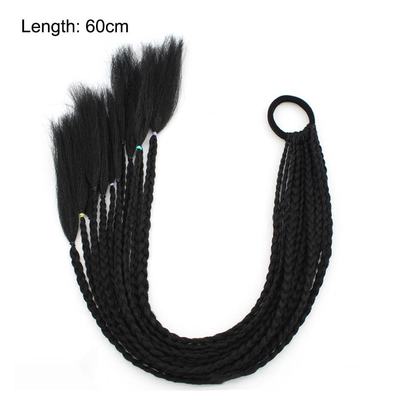 Schwarze synthetische Haarverlängerung, geflochten, 60 cm Länge, für Cosplay und Styling.