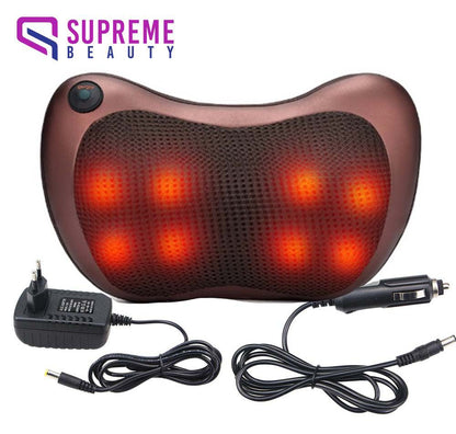 Shiatsu-Massagekissen mit Wärmefunktion, braun, Netzteil und Autoadapter, Supreme Beauty.