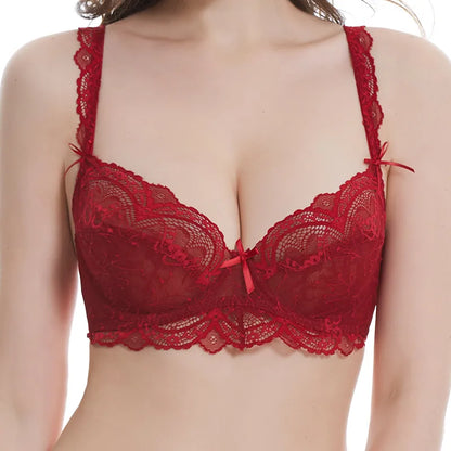 Roter Spitzen-BH für Damen, verstellbare Träger, sinnliche Unterwäsche, elegante Dessous.