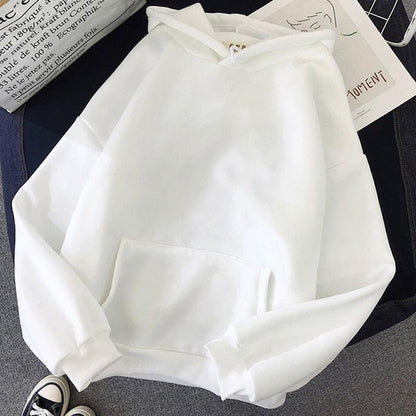 Weißer Kapuzenpullover aus Baumwolle, Unisex, lässig, modisch, bequem, mit Kängurutasche.