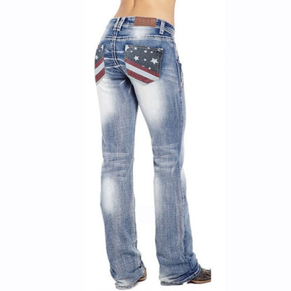 Damernas bootcutjeans med flaggdetaljer – Madison